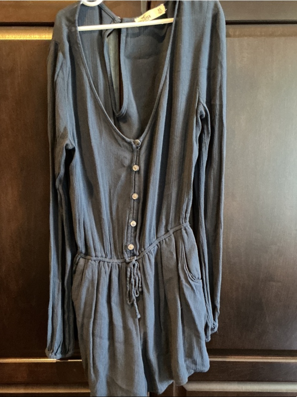 Hollister Navy Blue Long-Sleeve Romper